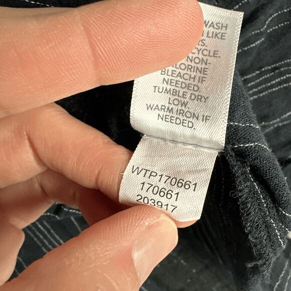 J Jill Women's Long Sleeve V Neck Boho Blouse M Navy Tan Embroidered - Picture 12 of 15